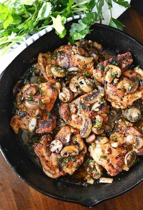 Pile the savory mushroom mixture onto the ricotta, and top each. Garlic Mushroom Chicken Thighs | Recipe | Mushroom chicken ...