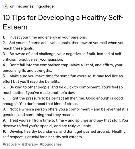 How To Develop A Healthy Self Esteem 10 Tips Daily Infographic