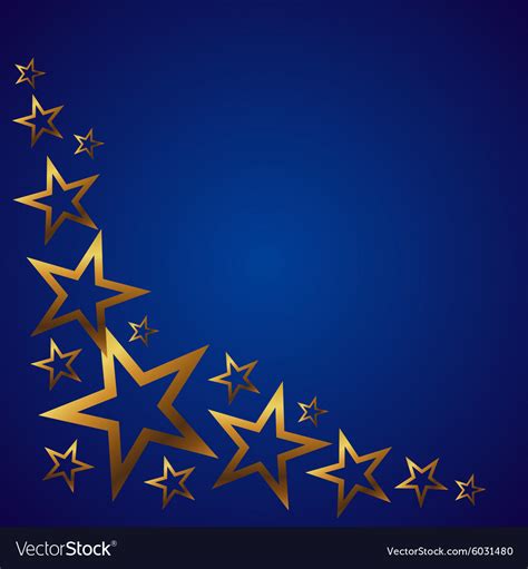A Blue Background With Gold Stars And Clouds