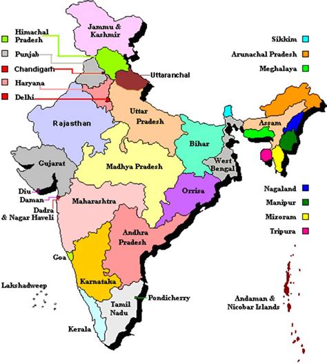 States Of India And Their Capitals State Of India Union Territories