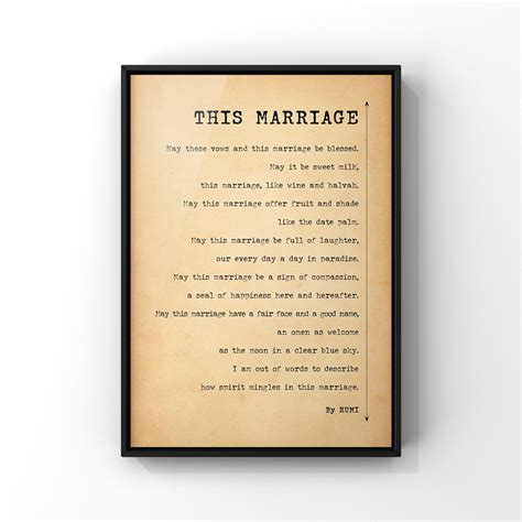 This Marriage Love Poem Poem By Rumi Poster Print Wedding Etsy Canada