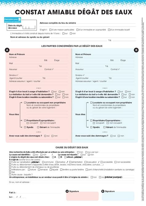 Constat Amiable Degat Des Eaux Fichier Pdf