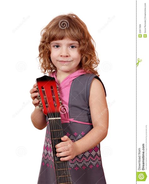 Little Girl Posing With Guitar Stock Photo Image Of