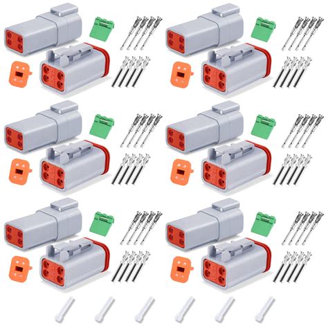 Buy Deutsch Dt Grey 4 Pin Connectors 6 Sets Waterproof Electrical Wire