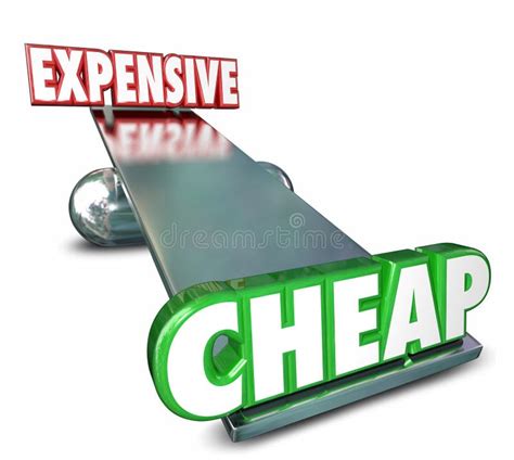 Cheap Vs Expensive See Saw Balance Comparing Prices Costs Stock