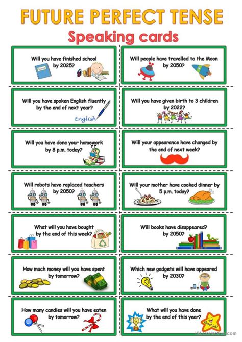 Future Perfect Speaking Cards Disc English Esl Worksheets Pdf And Doc