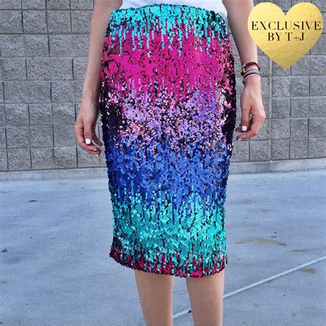 Multi Colored Sequin Pencil Skirt Sequin Pencil Skirt Stylish Skirts