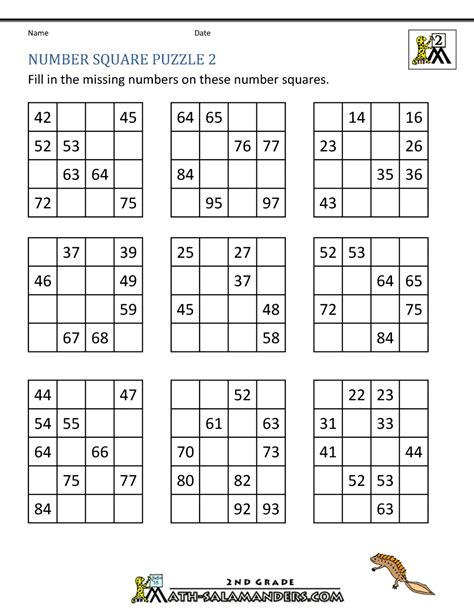 Numbers Squared Worksheets
