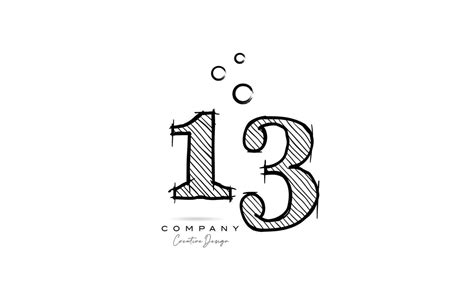 Hand Drawing Number 13 Logo Icon Design For Company Template Creative