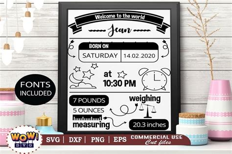 Birth Announcement Template svg, Birth Announcement svg (959582) | SVGs