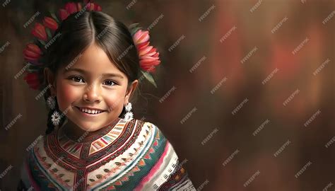 Premium Photo Little Mexican Girl By Generative Ai