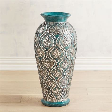 Pier 1 Imports Teal And Silver Mosaic Floor Vase Vase Floor Vase