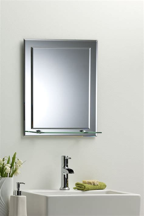 Iowa Rectangular Bathroom Mirror With Shelf 3 Sizes 70hx50wcm