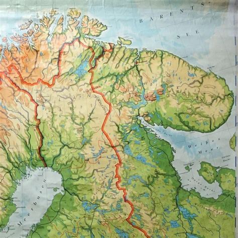 Vintage Rollable Map Wall Chart Print Scandinavia Norway Sweden Finland
