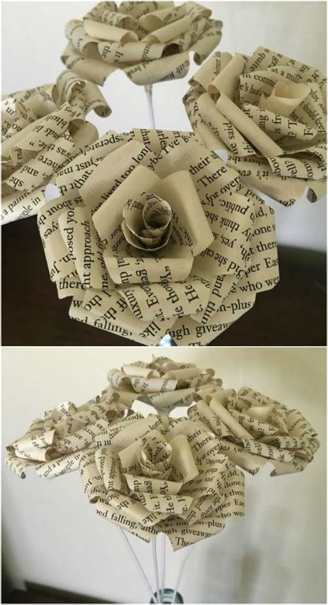 10 Easy Ways To Make Gorgeous Diy Book Page Roses Diy And Crafts
