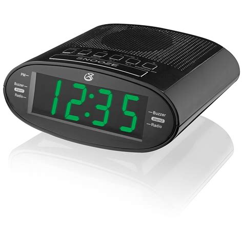Bedside Alarm Clock Radio Gpx C303b Black Green Led Digital Radio