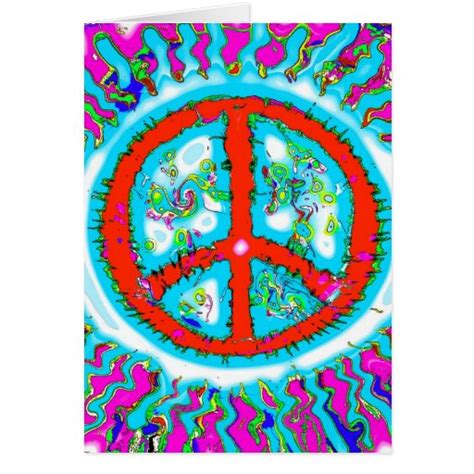 Abstract Trippy Peace Sign Greeting Cards Zazzle