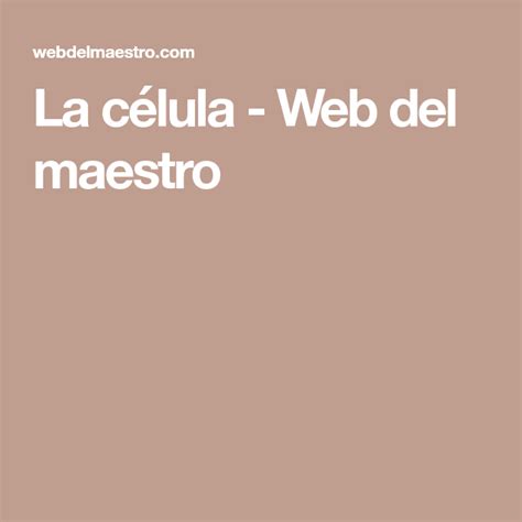 La Célula Web Del Maestro Web Del Maestro Celulas Maestros