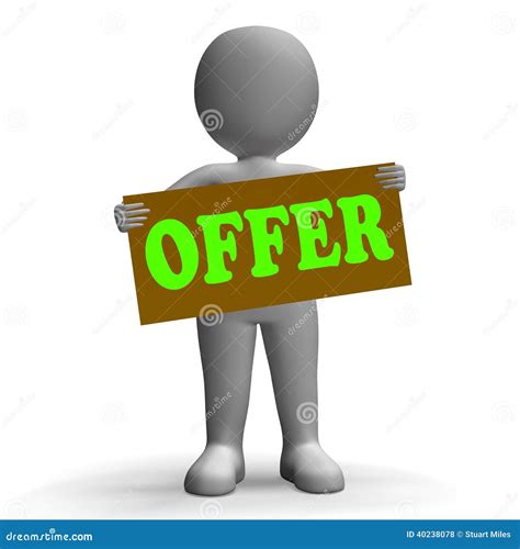 Offer Sign Character Means Special Offers And Stock Illustration