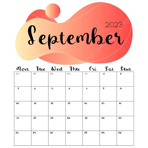 Gambar September 2023 Kalender Bulan Oranye Dua Ribu Dua Puluh Tiga