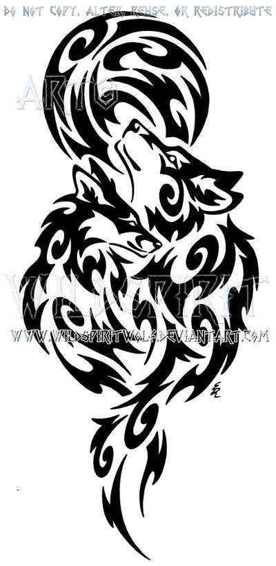 Wolf And Fox Full Moon Tribal Design By Wildspiritwolf On Deviantart