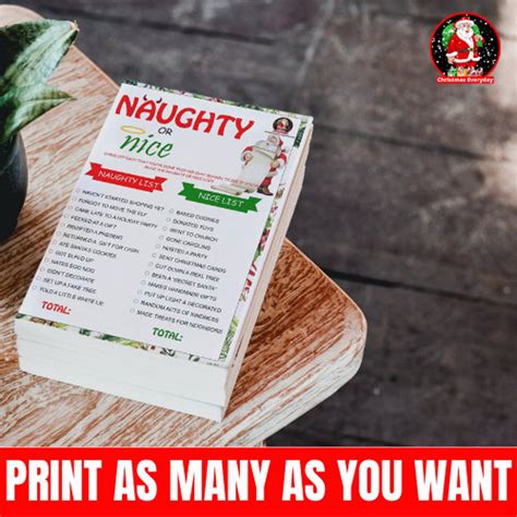Naughty Or Nice Christmas Game Christmas Game Printable Office Christmas Party Game Adult