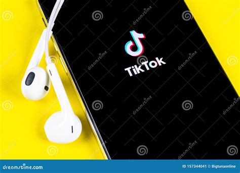 Tik Tok Application Icon On Apple Iphone X Screen Close Up Tik Tok