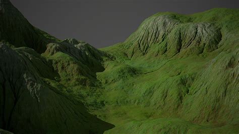 3d Model Tileable Green Grass Valley Landscape Patch Vr Ar Low Poly