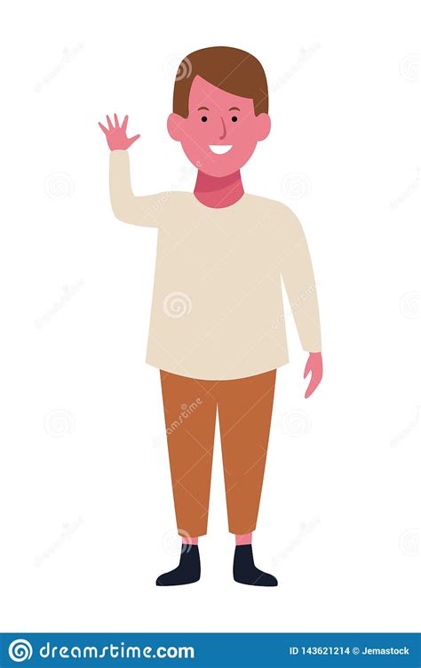Boy Greeting With Hands Cartoon Stock Vector Illustration Of Cartoon