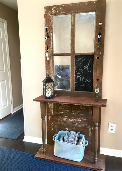 Repurpose An Old Door Into A Hall Tree Wooden Doors Repurposed Door