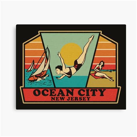 Vintage Ocean City New Jersey Travel Decal Canvas Print By