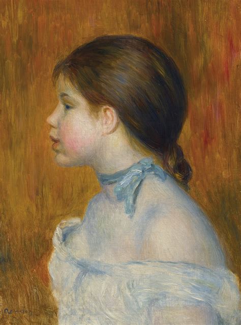 Pierre Auguste Renoir 1841 1919 Buste De Jeune Fille Au Ruban Bleu