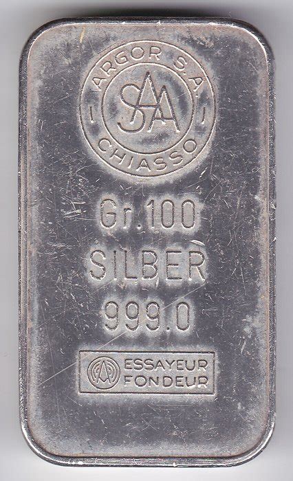 Silver Bar Of 100 Grams Argor Catawiki