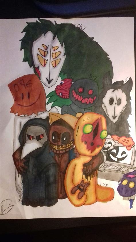 Drawing Of A Bunch Of Scps Redraw Scp Foundation Amino