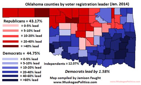 Oklahoma Voter Registration Map January 2014 ~