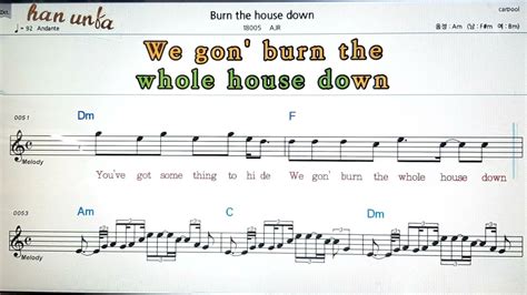 Burn The House Down Ajr💕karaoke Sheet Music Chord Mr💋노래방 반주 기타 코드 악보 가라오케 Youtube
