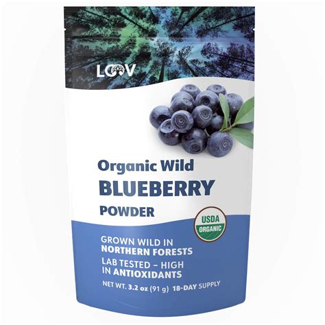 Loov Organic Wild Blueberry Powder 18 Day Supply No Added Sugar