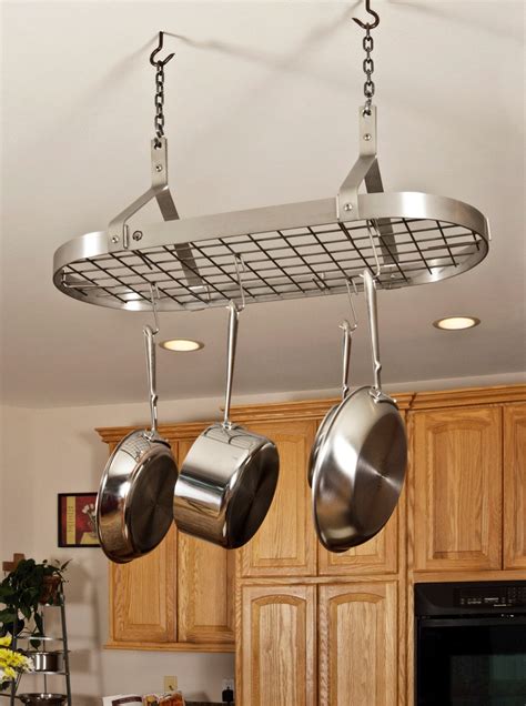 Contemporary Ceiling Pot Rack W 12 Hooks In Stainless Steel Enclume