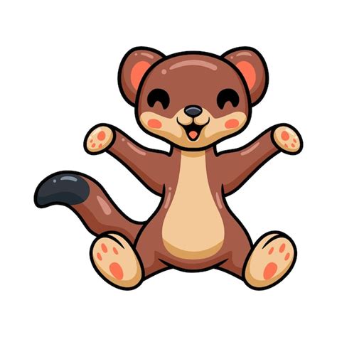 Premium Vector Cute Little Weasel Cartoon Raising Hands