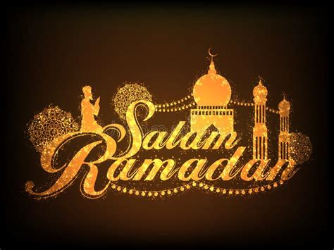 Golden Mosque With Text Salam Ramadan Stock Illustration