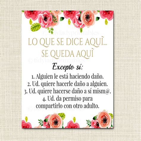 Spanish Confidentiality Poster Tidylady Printables