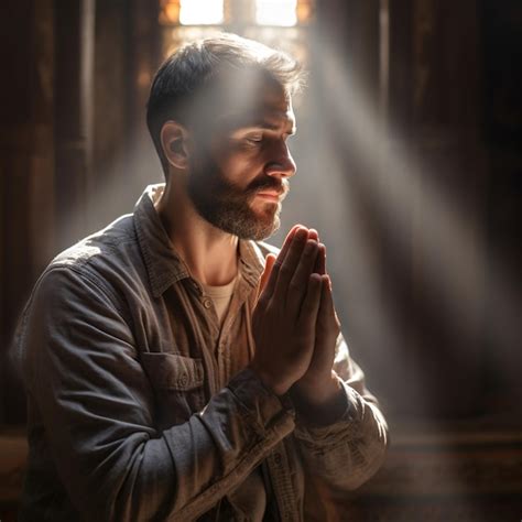Premium Photo Man Prayer Sitting In Church Man Praying For God In The