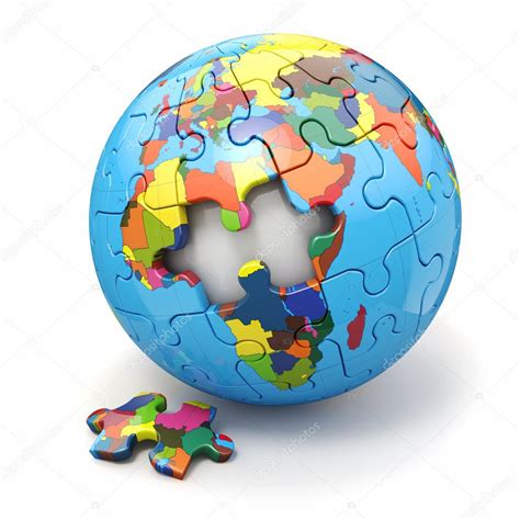 Concept Of Globalization Earth Puzzle 3d — Stock Photo © Maxxyustas