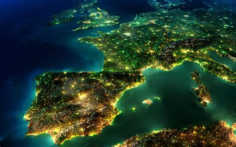 Aerial View Of European Lights At Night