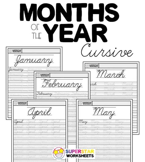 Cursive Months Of The Year Tracing