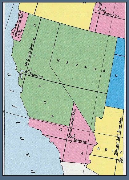 Map Of Principal Meridians And Base Lines Governing The United States