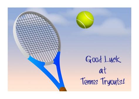 Good Luck Tennis Team Tryouts Racket Ball Card Ad Ad Tennis