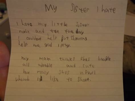 Funally Found The Poem I Wrote When I Was 6 My Sister I Hate Funny