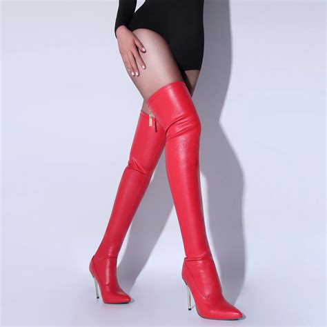 Купить Женская обувь long boots sexy high heels women over the knee boots with zipper ladies
