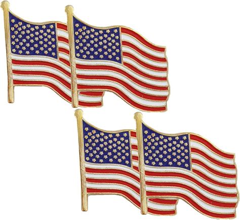 Wayda 4pcs American Flag Pins American Flag Waving Lapel Pins For Patriotic Events